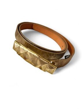 Brave Soul Tan Leather Belt with Gold Buckle